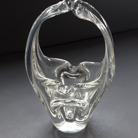 Vintage Art Glass Basket Clear 8inch tall Mid-century Modern Decor - Picture 6 of 8